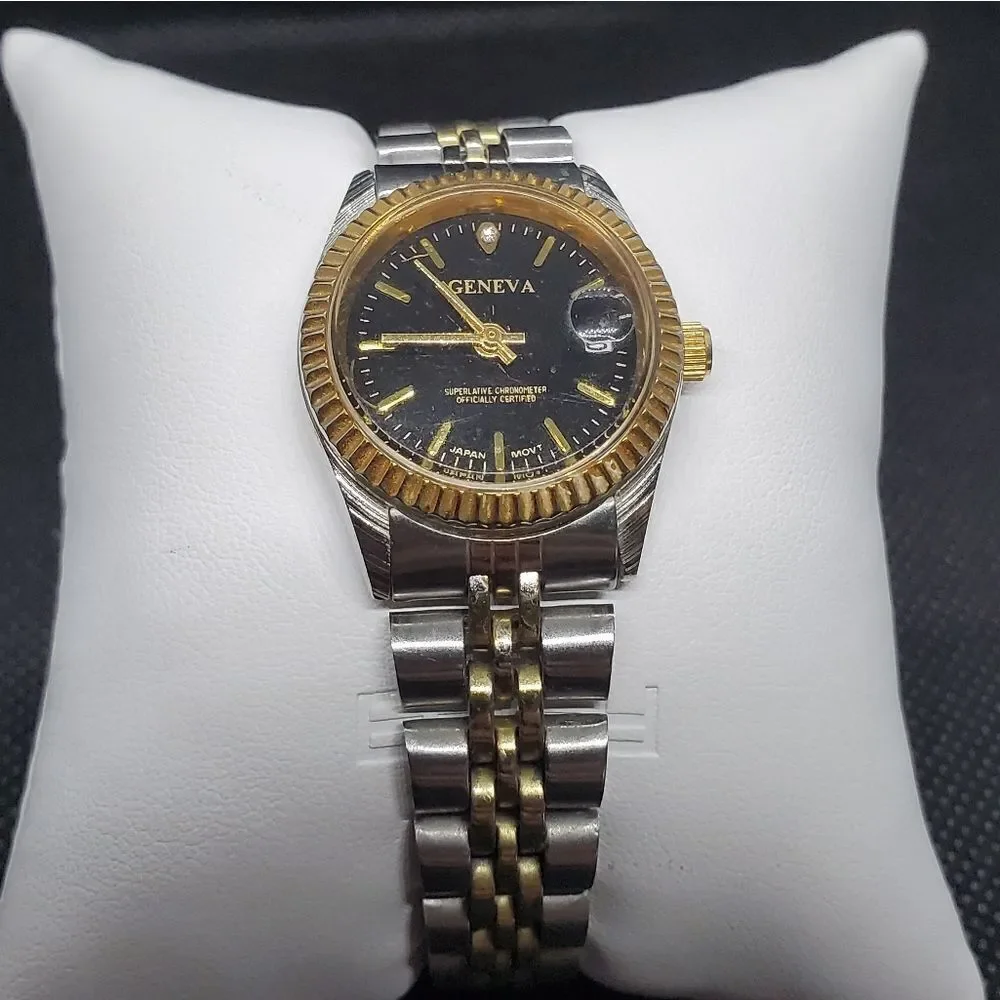 Geneva Superlative Chronometer Silver & Gold Watch